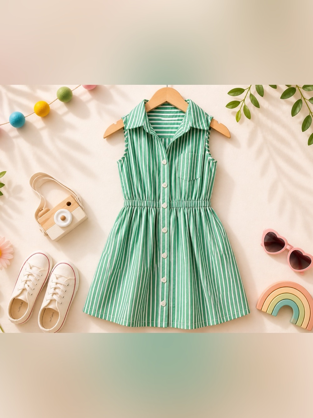 Crewcuts Green & White Kids Dress from the J Crew kids clothing line. Size 6